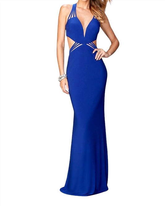 La Femme - V Neck Jersey Gown