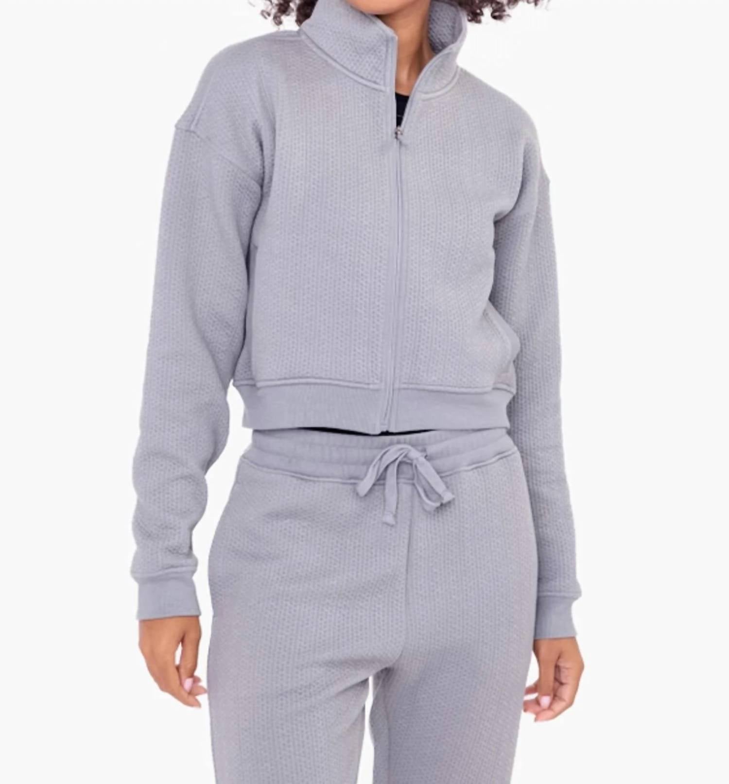 Mono B - Quilted Cropped Zip-Up Jacket