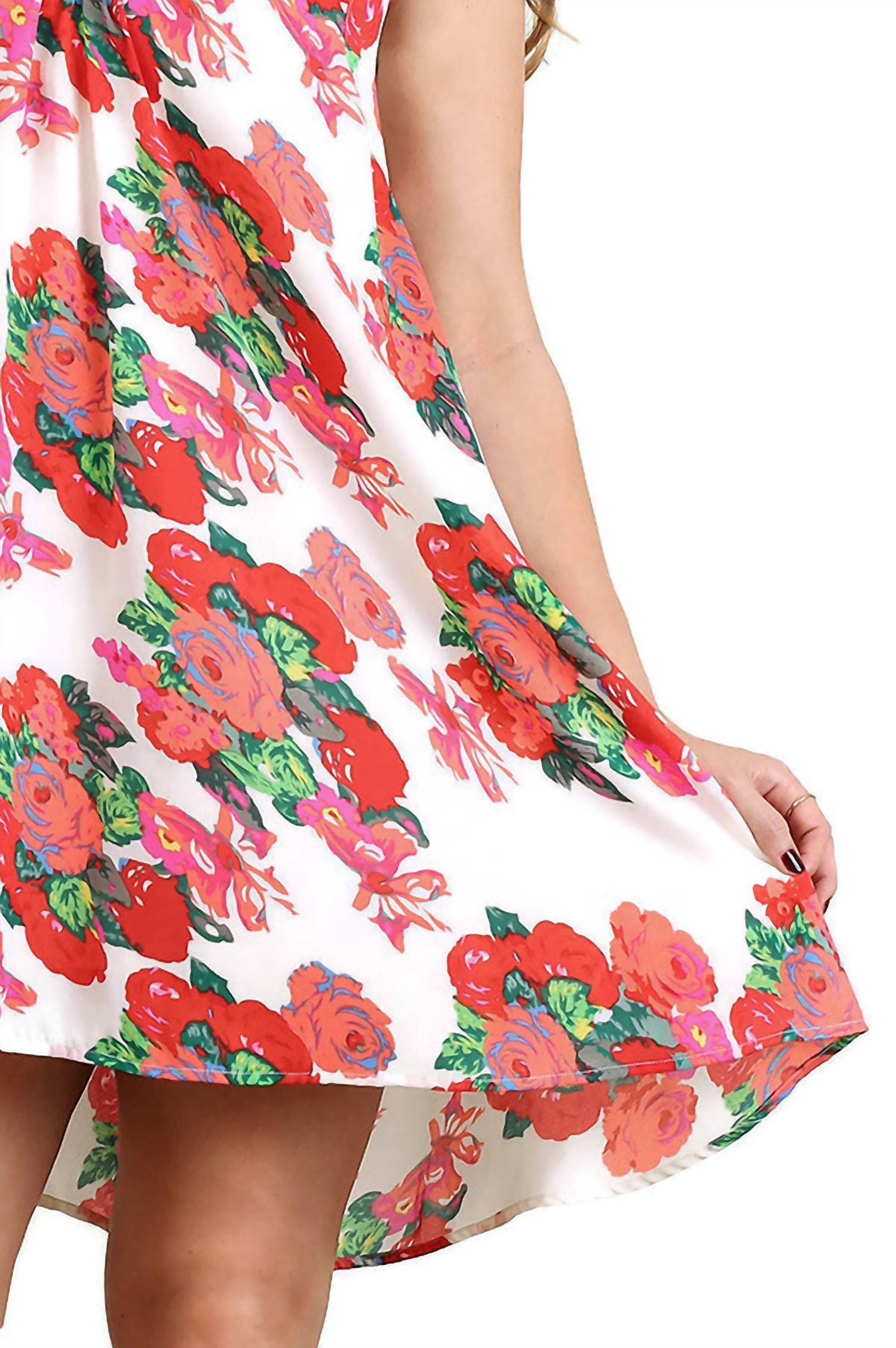 Umgee - Floral Print Dress With Lace Details