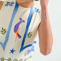 Compania Fantastica - Palms And Mermaid Sleeveless Midi Dress