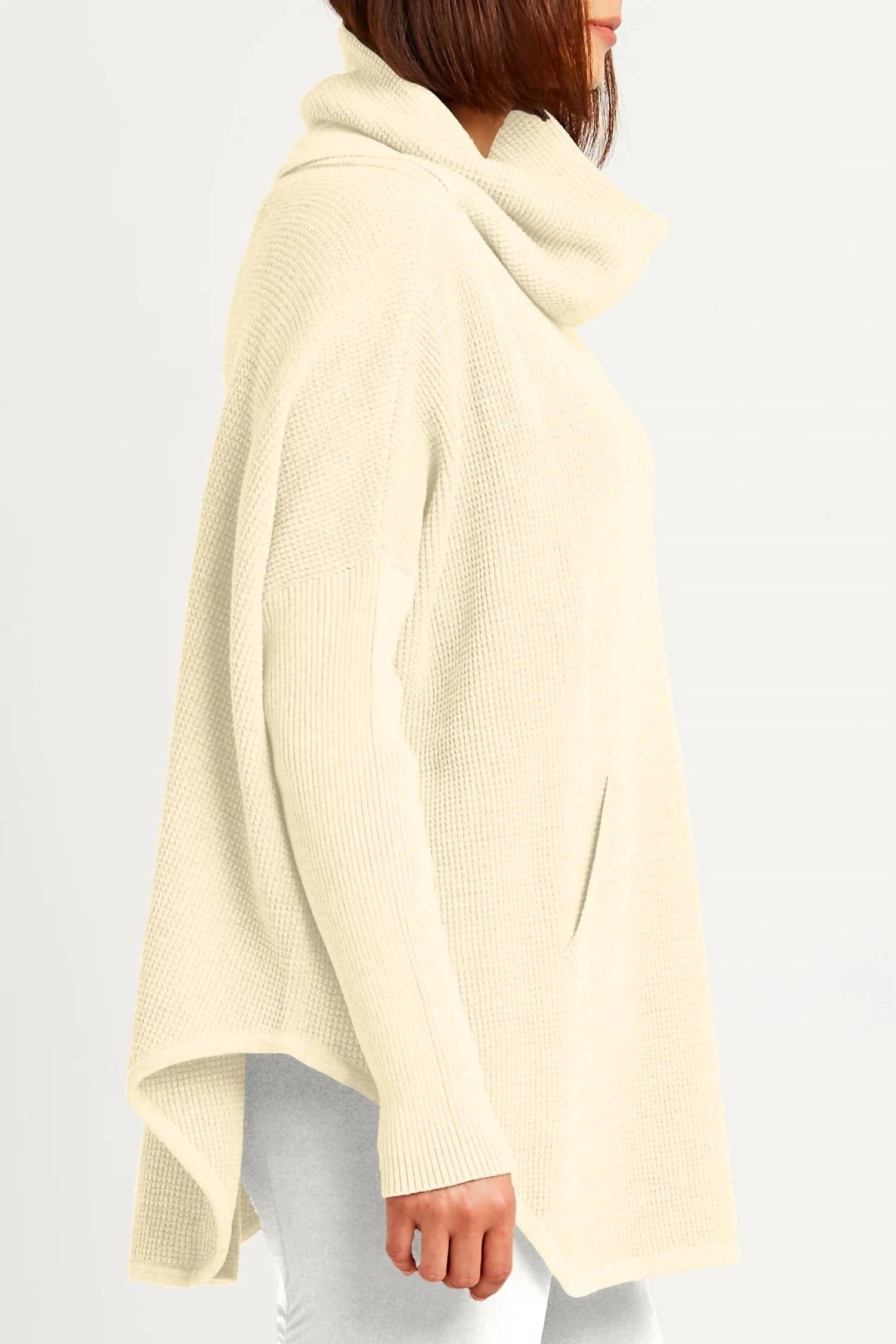 Planet By Lauren G. - Pima Cotton Waffle Cowl Sweater