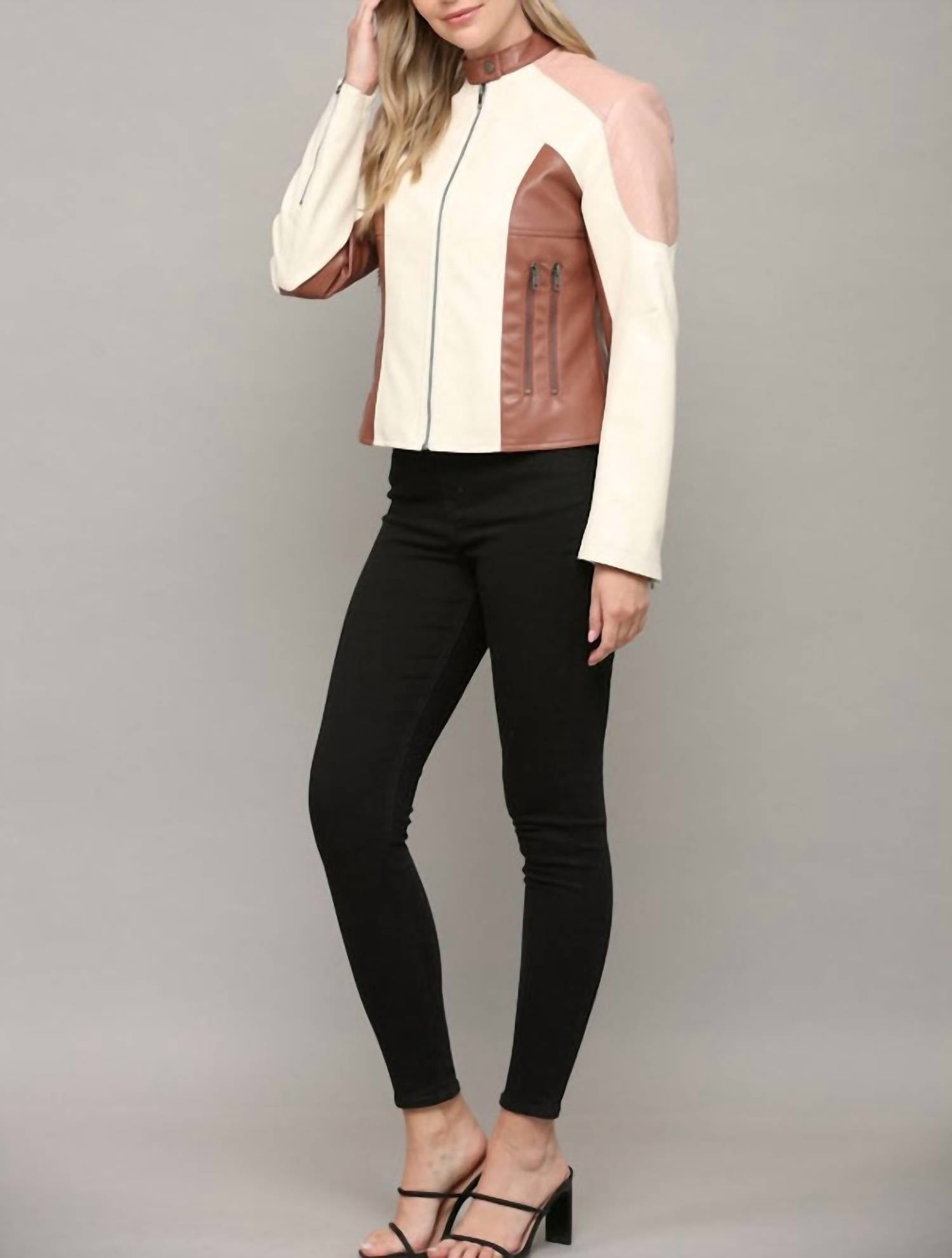 Fate - Color Block Faux Leather Jacket