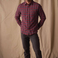 The Normal Brand Hudson Double Brushed Flannel Shirt in mineral red plaid - men's shirt - view 4