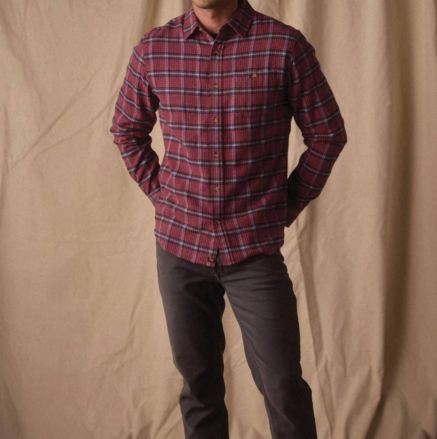 The Normal Brand Hudson Double Brushed Flannel Shirt in mineral red plaid - men's shirt - view 4