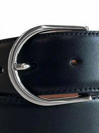 W. Kleinberg Unisex Classic Denim Belt in black semi matte with silver - women's accessory - alternate view