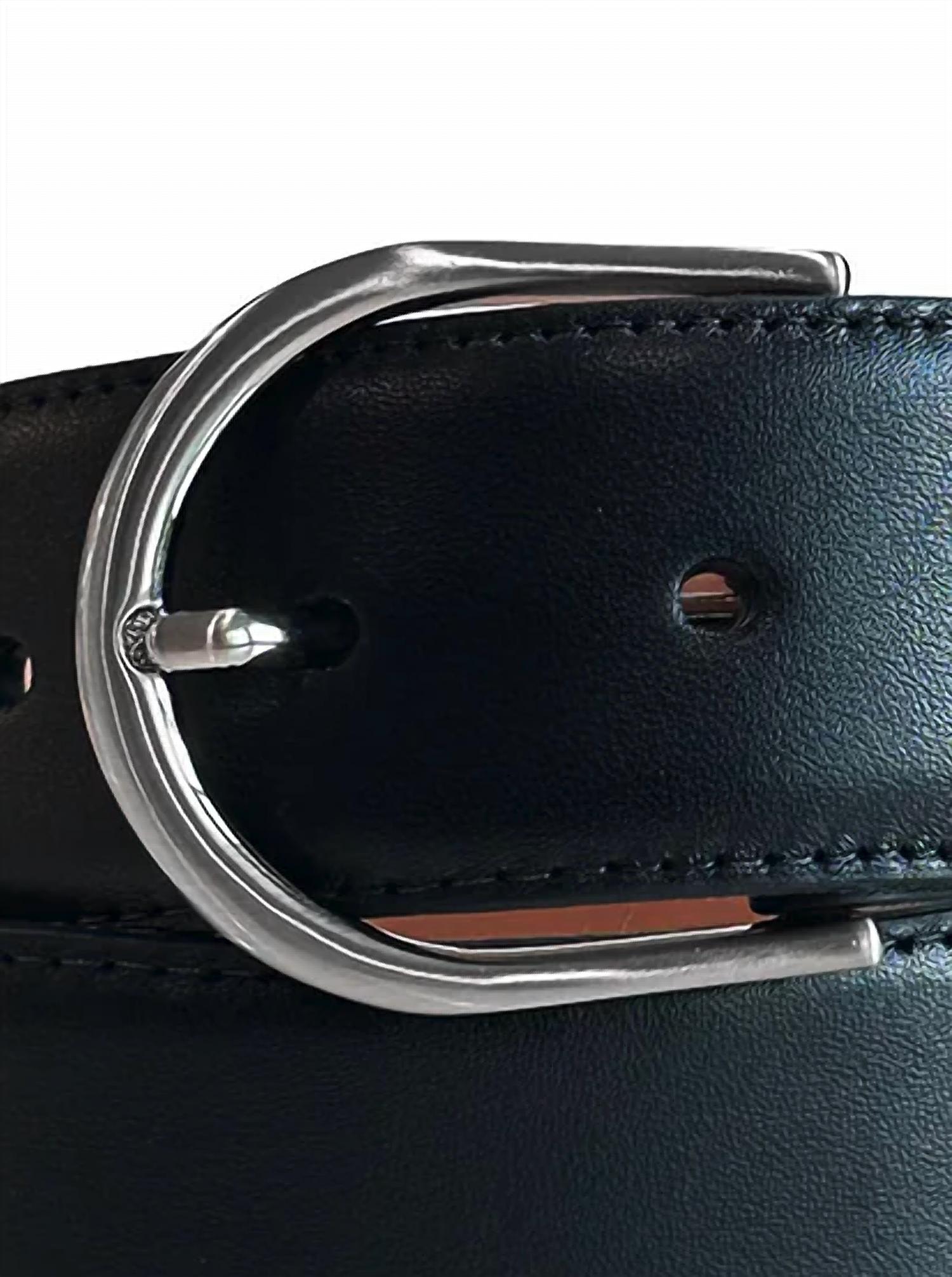 W. Kleinberg Unisex Classic Denim Belt in black semi matte with silver - women's accessory - alternate view