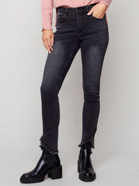 Charlie B - Front Crossed Hem Pants With Stud Detail