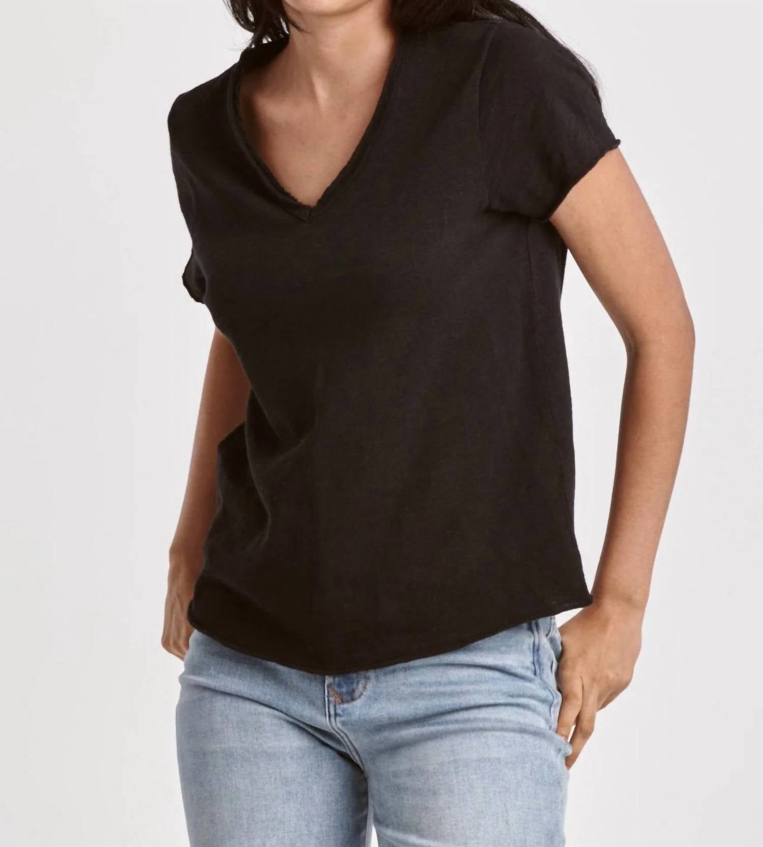 DEAR JOHN DENIM Decker Jersey Short Sleeve Tee in black - women's t-shirt