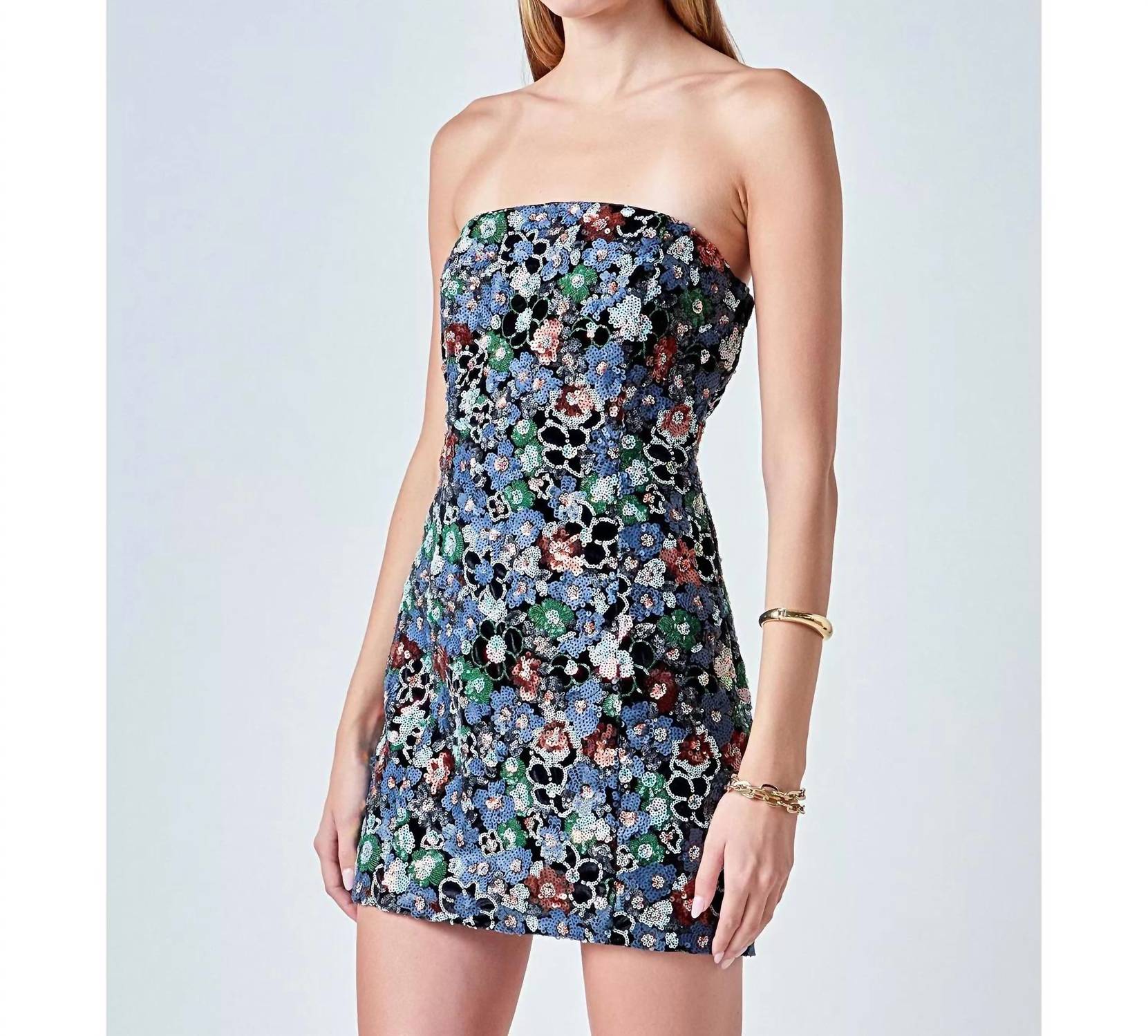 endless rose Maude Sequined Mini Dress in multi - women's dress - alternate view