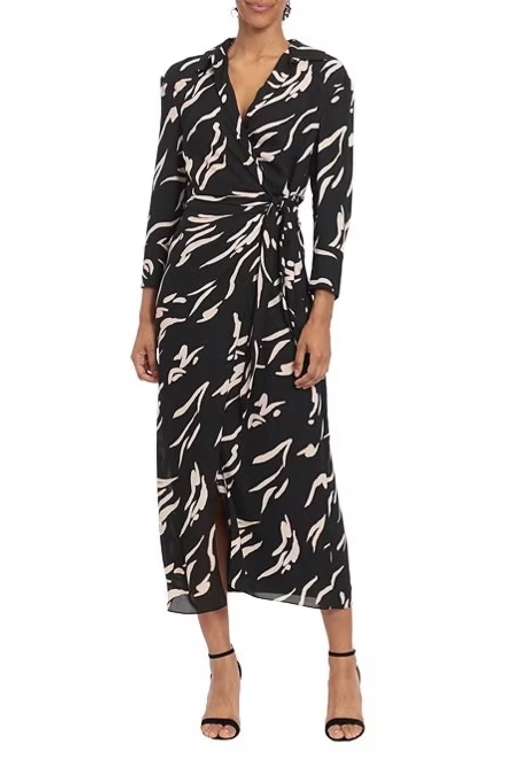 Donna Morgan - Long Sleeve Abstract Wrap Dress