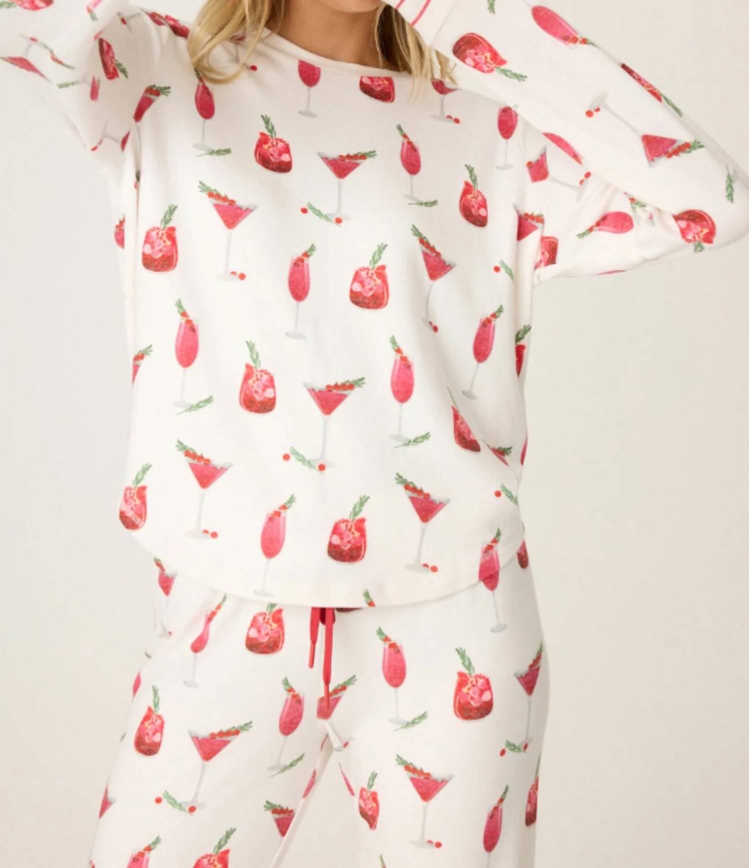 Pj Salvage - Long Sleeve Cranberry Cocktails Top