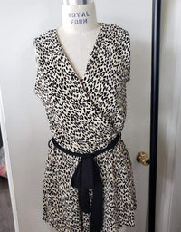 White Birch - Women's Cheetah Print Belted Romper