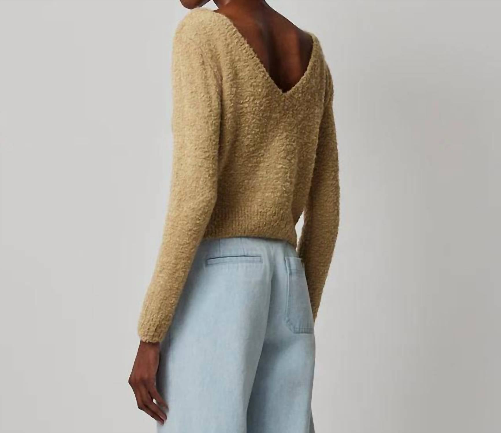 Atm - Wool Blend Boucle Long Sleeve Low Back Sweater
