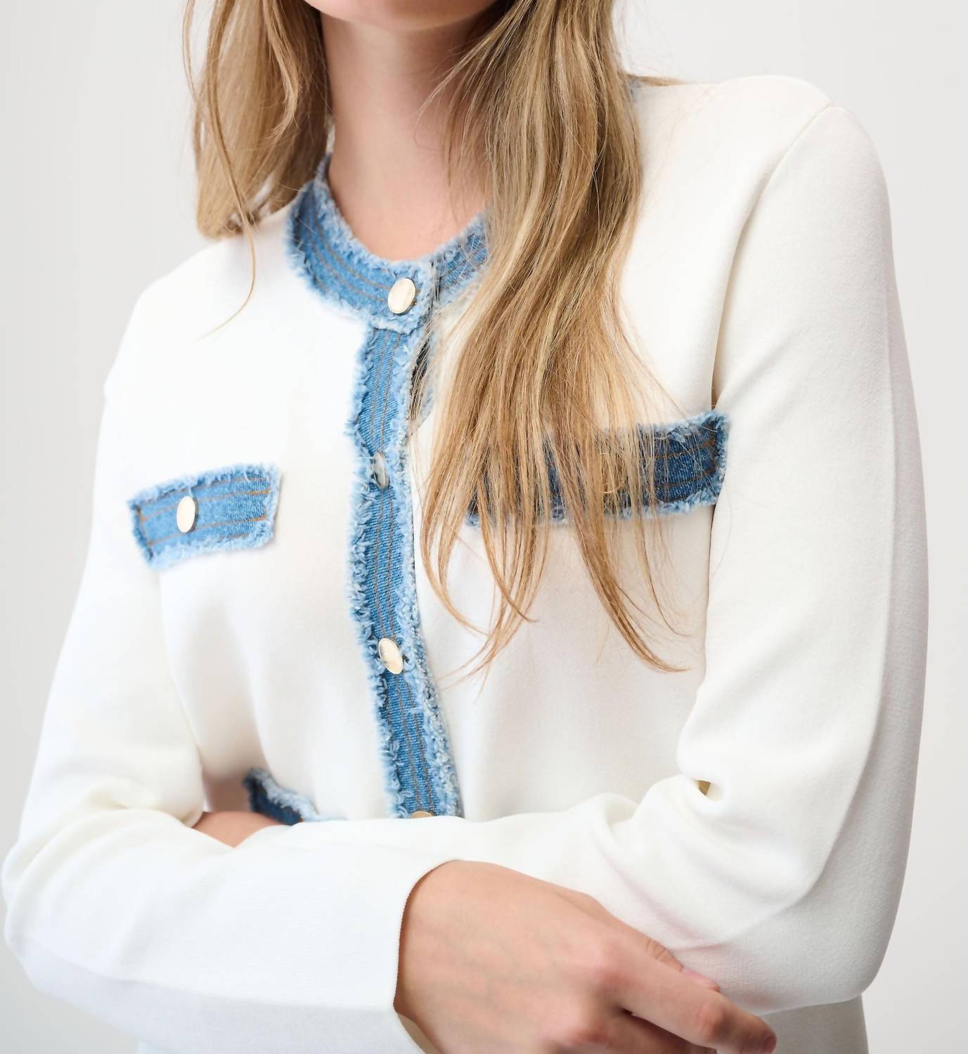 Joseph Ribkoff - Denim Trim Button Front Jacket