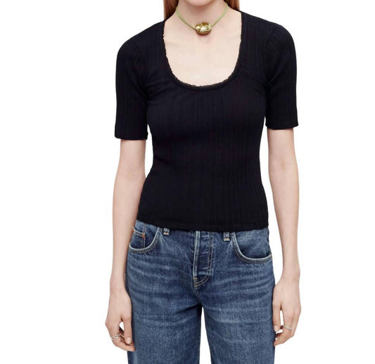 Re/Done - Pointelle Scoop Neck Tee Top