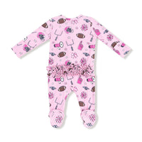 Angel Dear - Girls Two Way Ruffle Back Zipper Footie