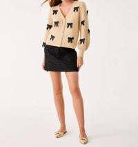 Lilly Pulitzer Zarie Cardigan in heathered wicker tan party bows - women's cardigan - view 4