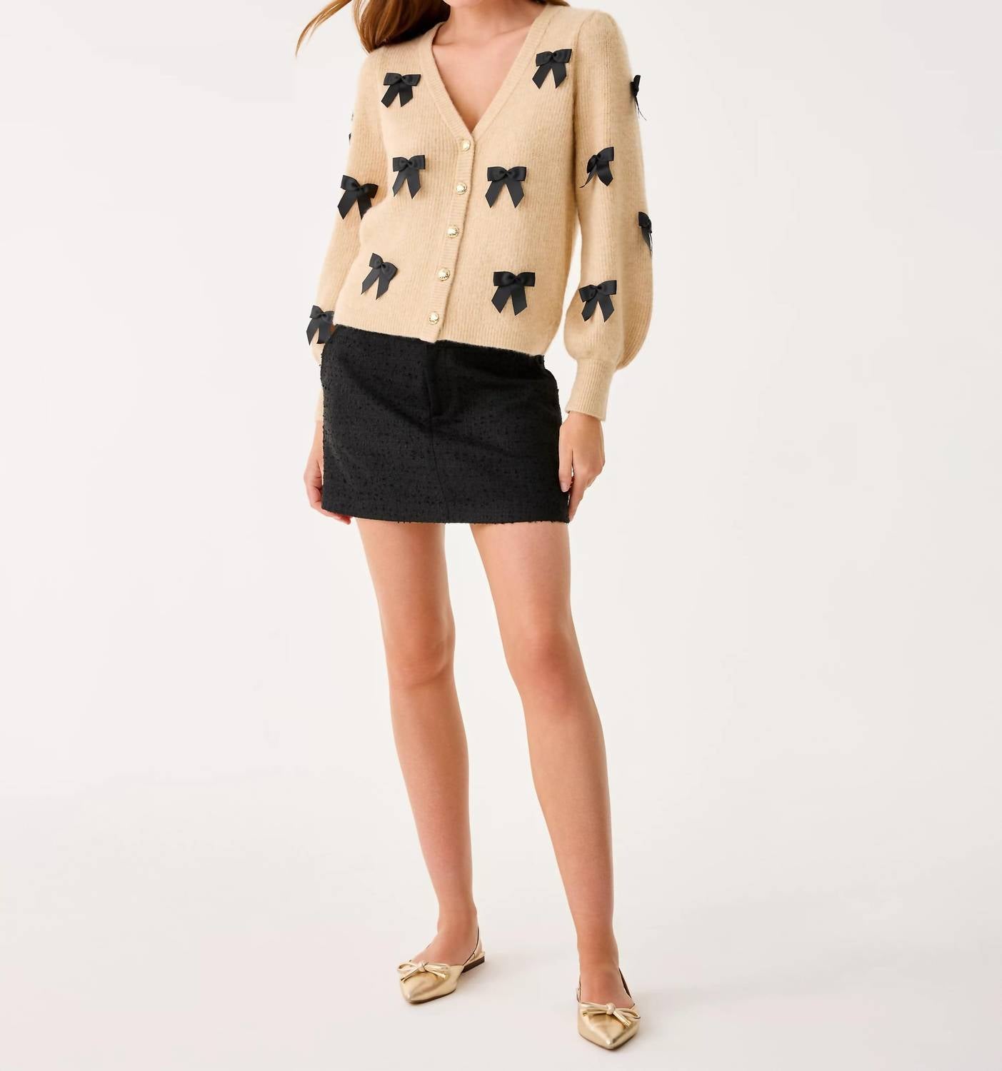 Lilly Pulitzer Zarie Cardigan in heathered wicker tan party bows - women's cardigan - view 4
