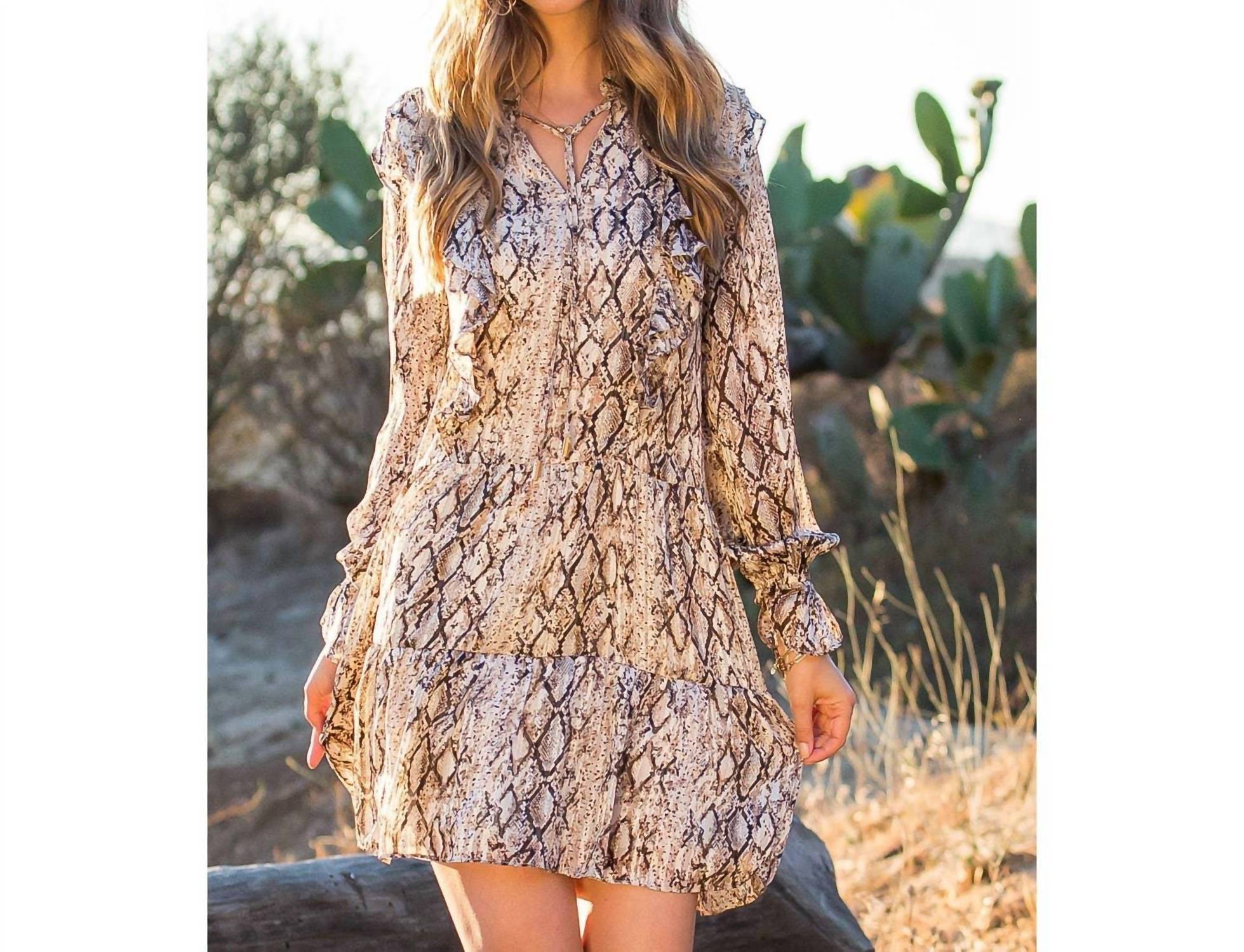 Thml - Snake Print Ruffle Dress
