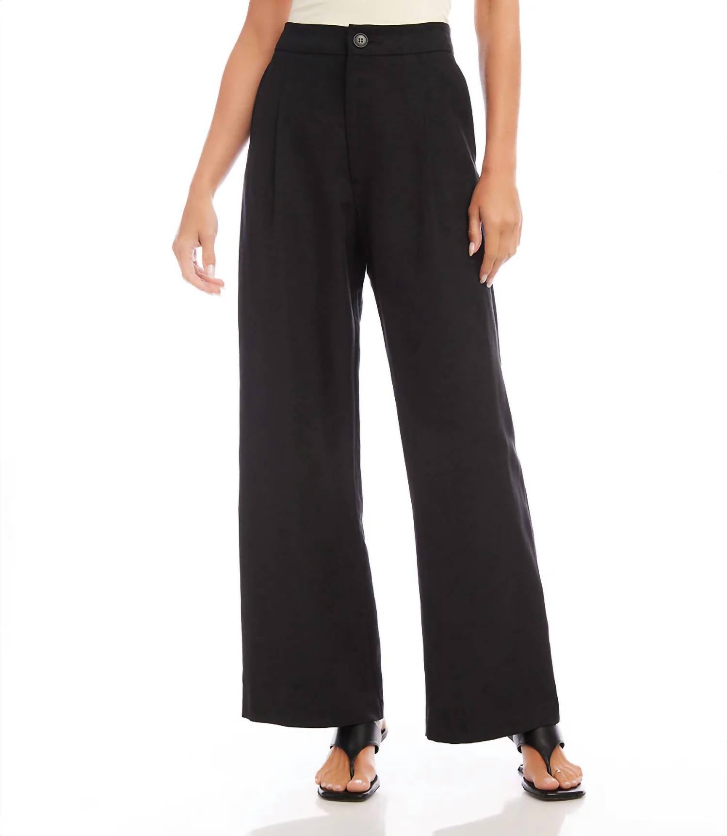 Karen Kane Banks High Waist Pleated Pants in black - women's pants