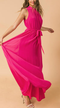 Flying Tomato - Baby Pleated Halter Maxi Dress