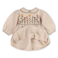 Viverano Organics - Baby's Floral Peter Pan Dress And Fancy Bloomer