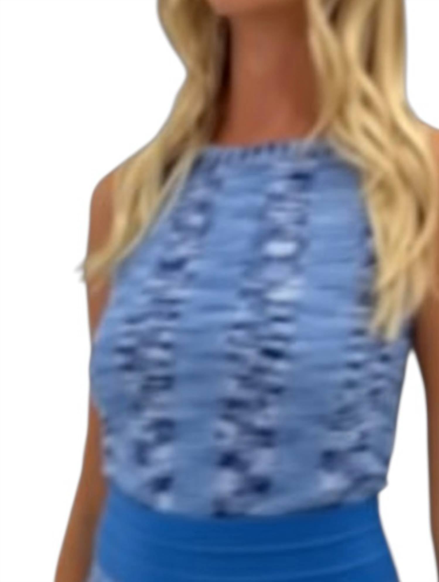 Anna Cate Penelope Sleeveless Top in dark water - women's shirt - detail view