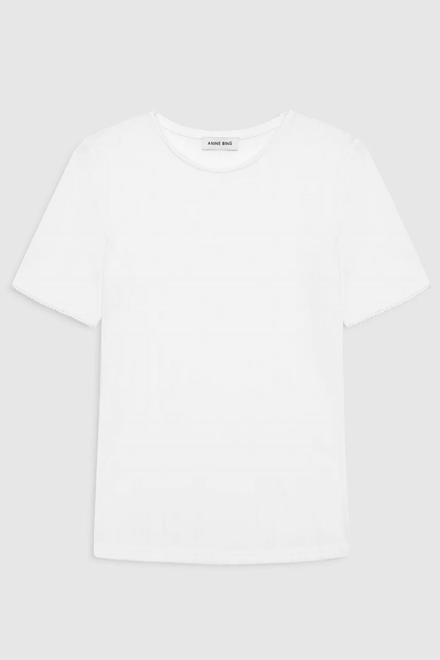 ANINE BING Pia Short Sleeve Tee in off white - women's t-shirt - alternate view