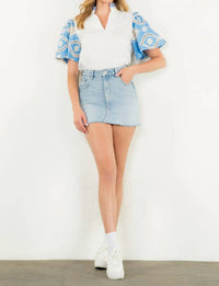 Thml - Embroidered Detail Sleeve Poplin Top