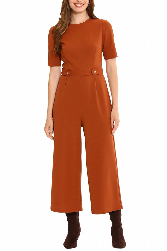 London Times - Straight Leg Scuba Crepe Jumpsuit