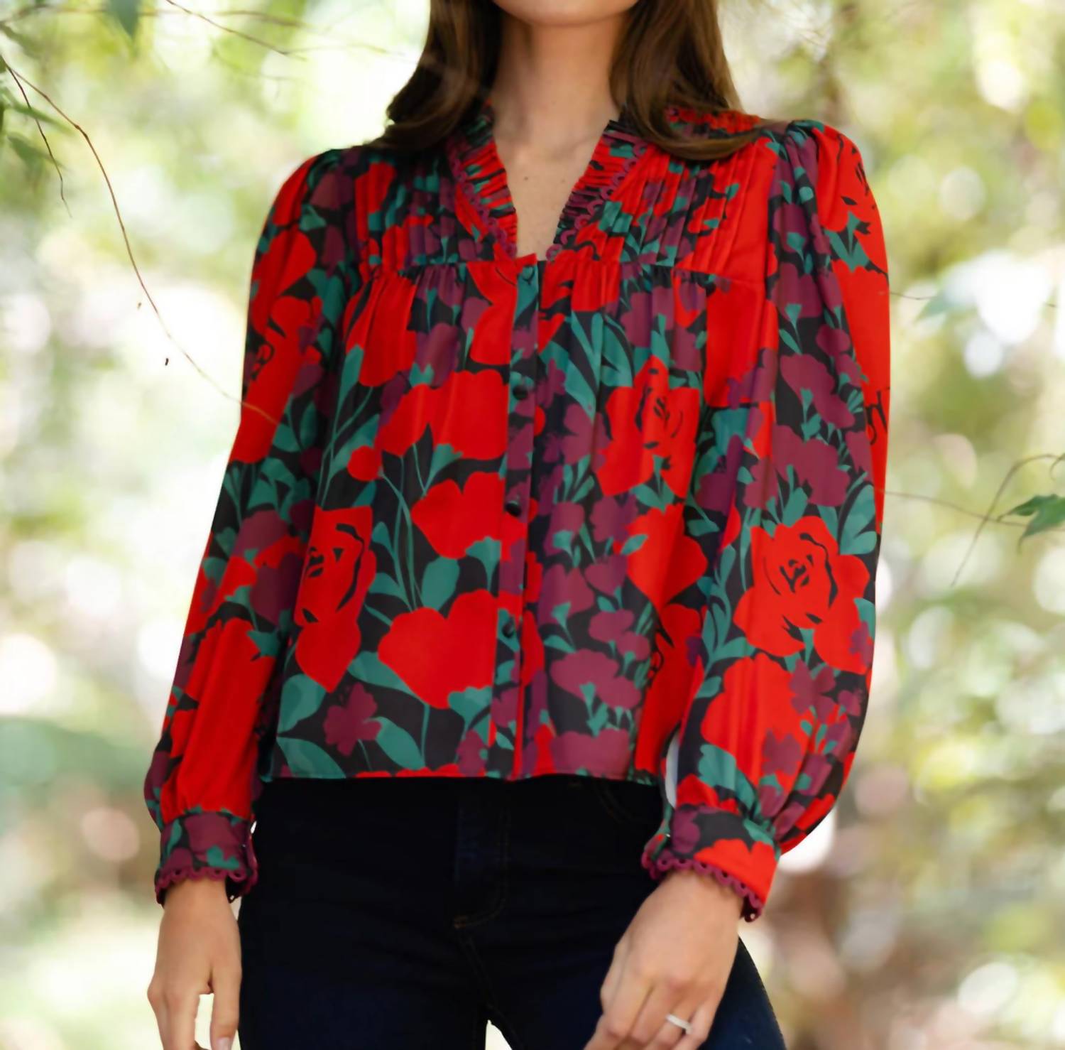 Alden Adair Oliver Legacy Floral Top in red - women's t-shirt