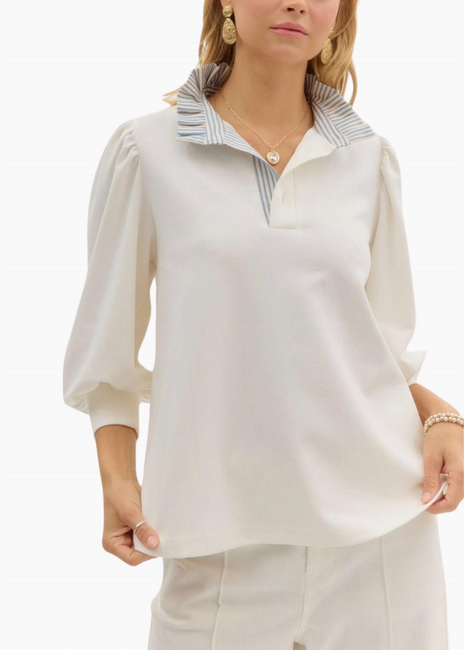 entro Beckham Pullover Top in white - women's blouse
