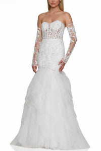 Colors Dress - Strapless Embroidered Mesh Gown