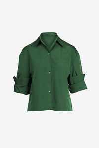 naked zebra Kelly Rolled Sleeve Blouse in green - women's shirt - alternate view