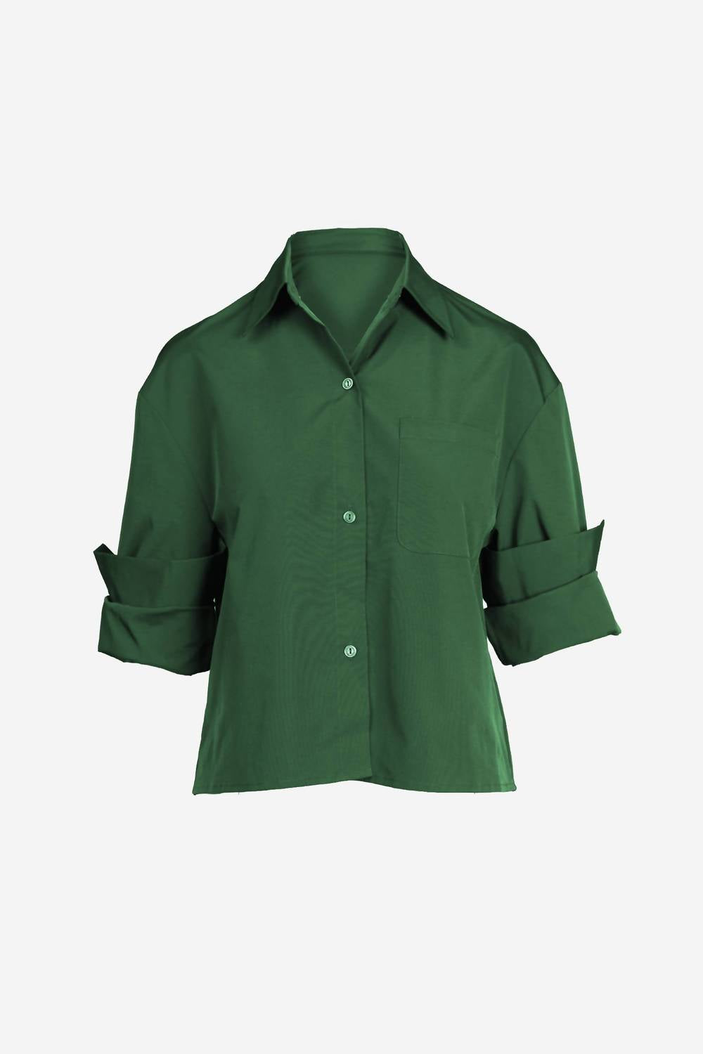 naked zebra Kelly Rolled Sleeve Blouse in green - women's shirt - alternate view