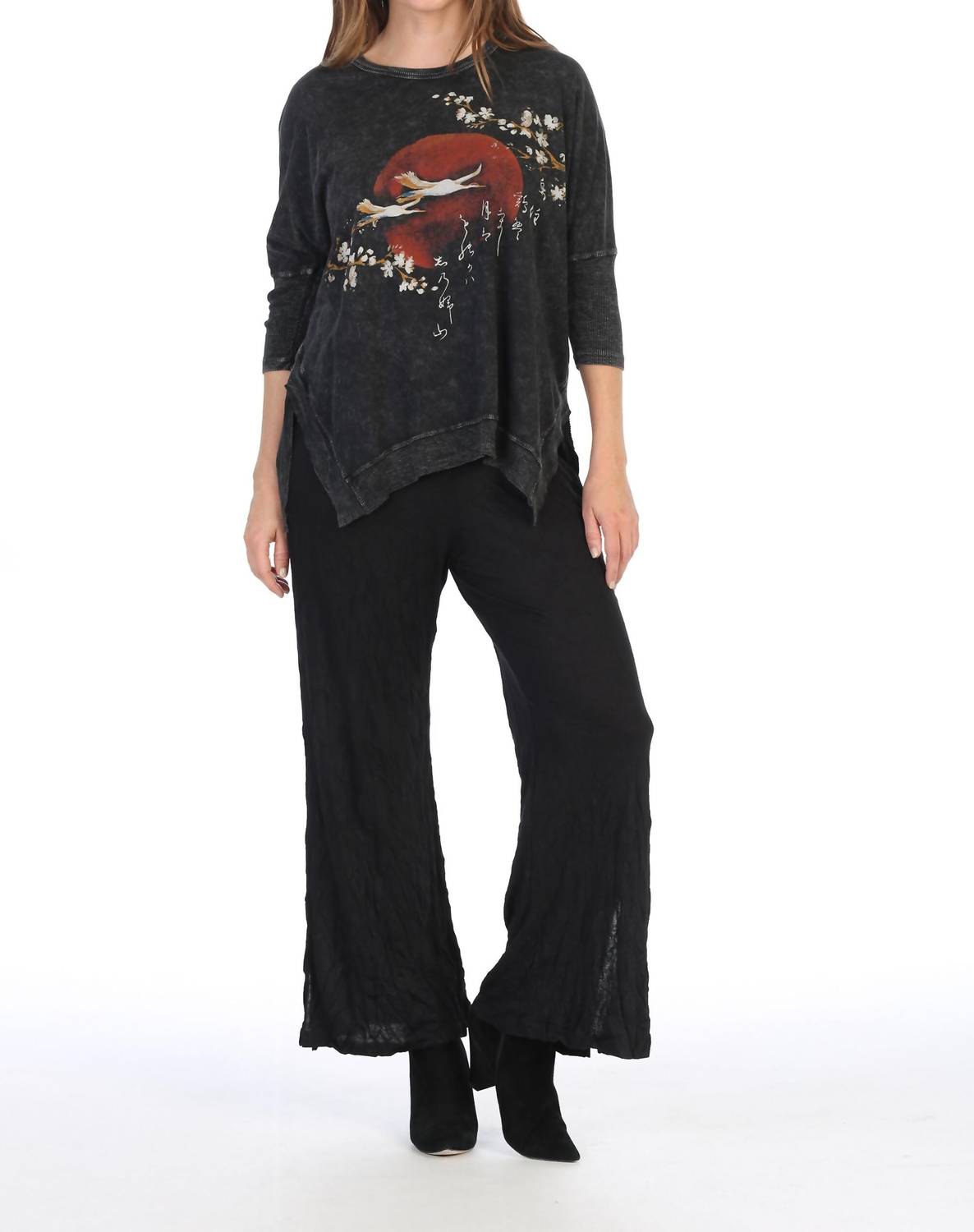 Jess & Jane - Mineral Washed Cotton Dolman Sleeve Top