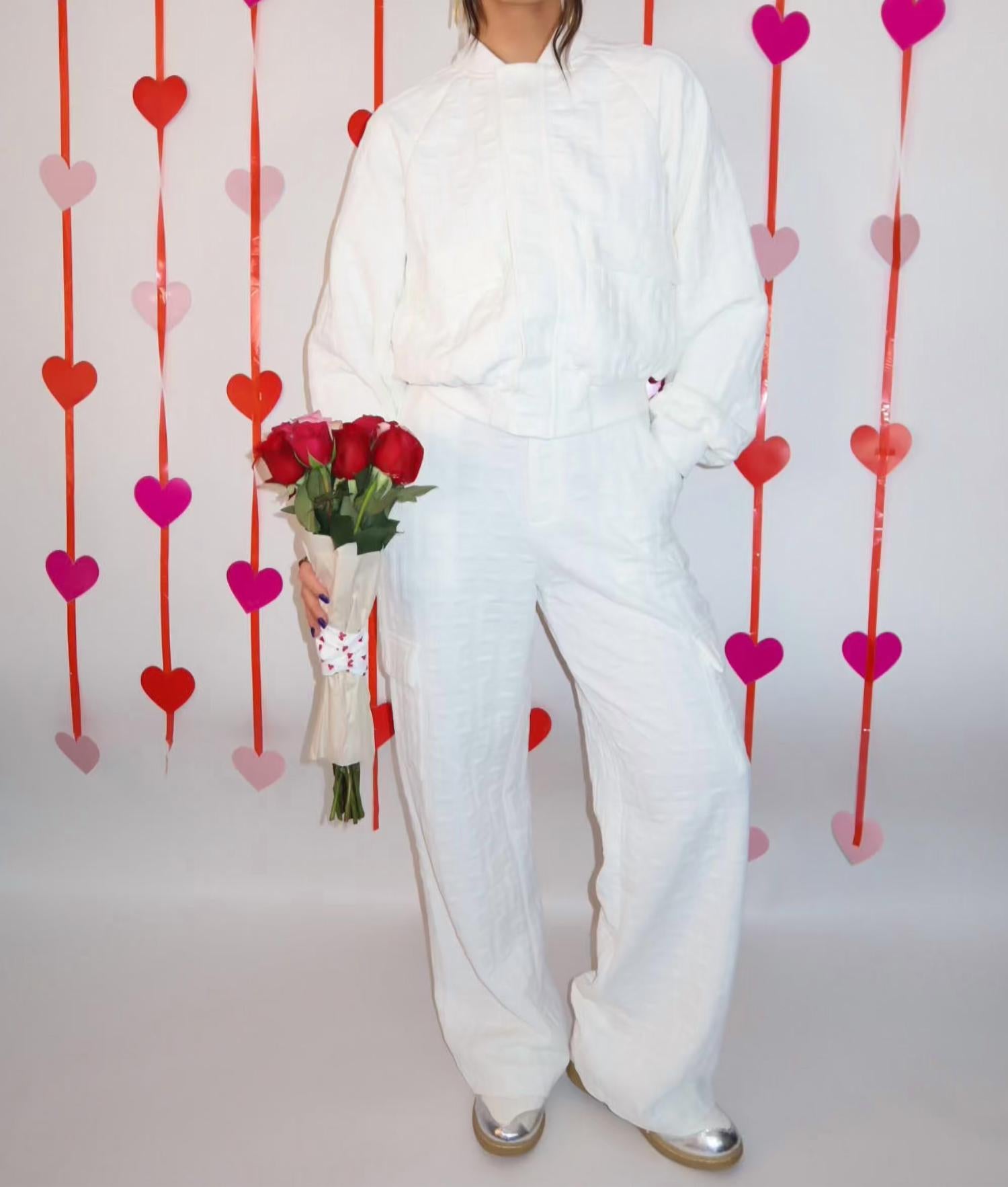 Mulla - Embossed Bomber And Long Pants Set