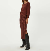 Michael Stars - Nadia Mixed Fabric Satin Dress
