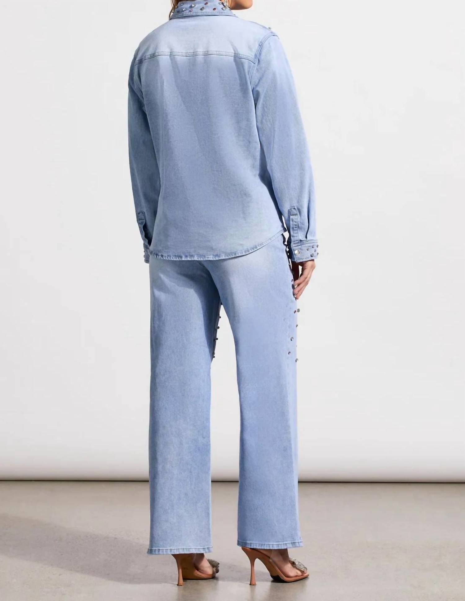 Tribal - Devri Denim Shirt With Rhinestone Details