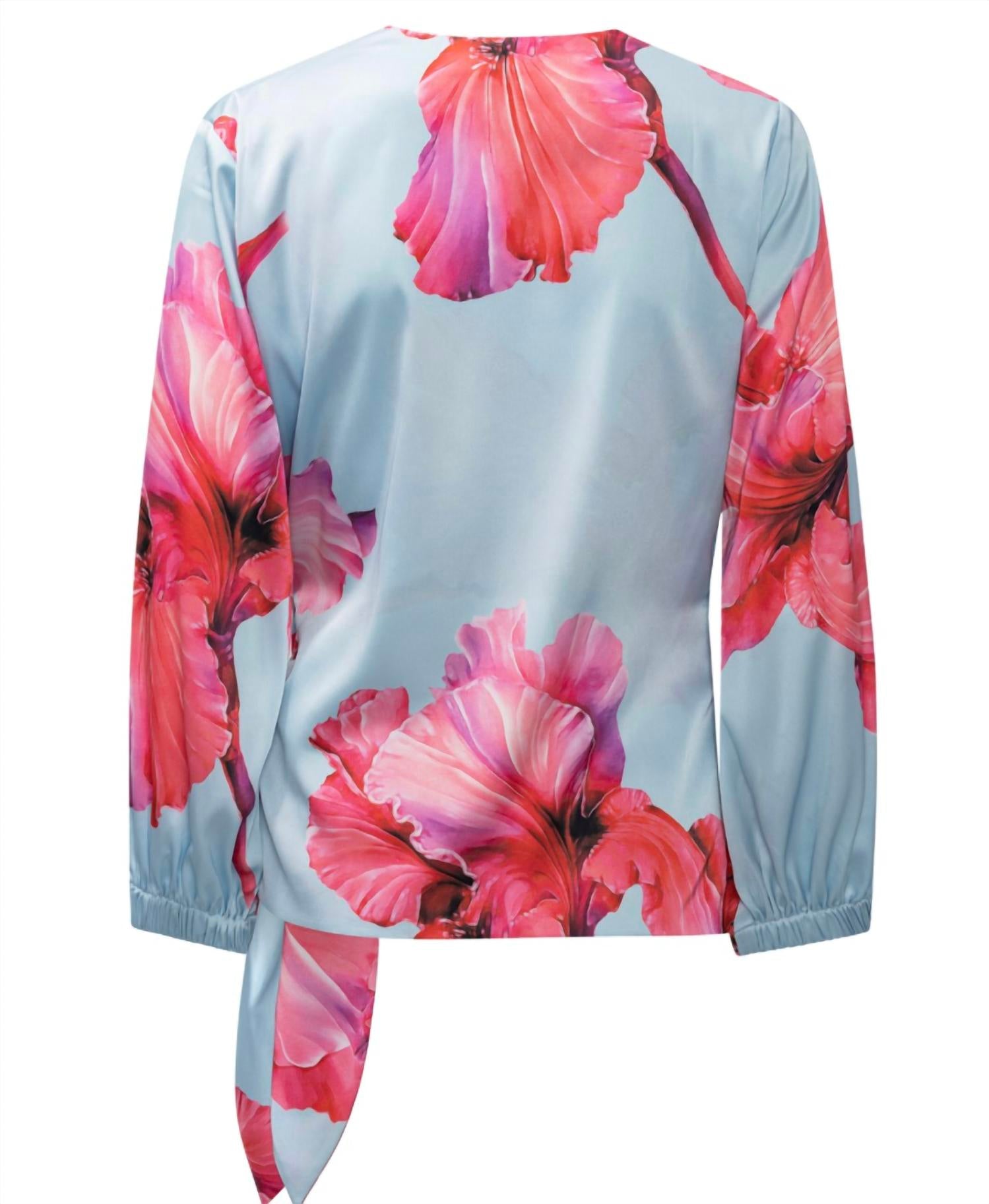 Karmamia Elena Wrap Blouse in fuchsia maxi flower - women's blouse - view 4