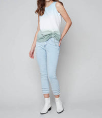CHARLIE B Sleeveless Round Neck Cotton Top in cerulean 1 - women's tank top - view 4