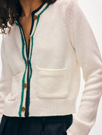 White + Warren - Women's Lofty Cotton Crochet Trim Cardigan
