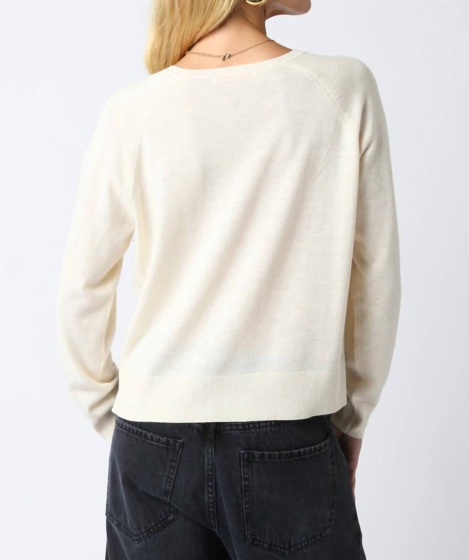 Olivaceous - Natalie Relaxed Fit Knit Sweatshirt