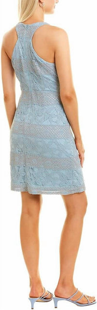 Adrianna Papell - Crewneck Racer Zipper Back Lace Dress