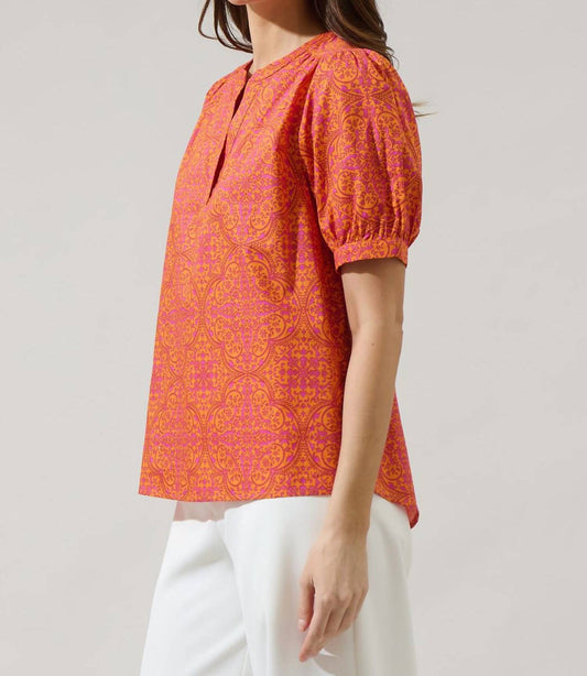 Sugarlips - Debary Floral Neli Split Neck Top