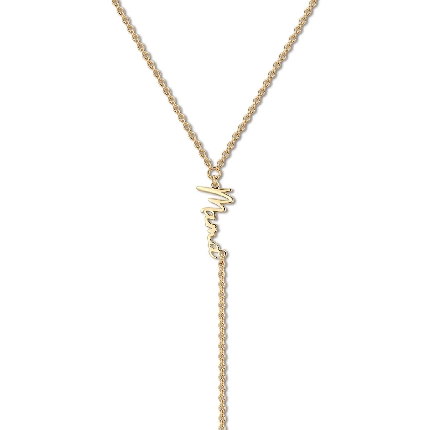 Eklexic - Women's Dainty Script Mama Lariat Necklace