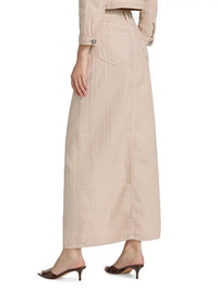 L'Agence Women's Carmy Slit Maxi Skirt in cement - women's skirt - detail view