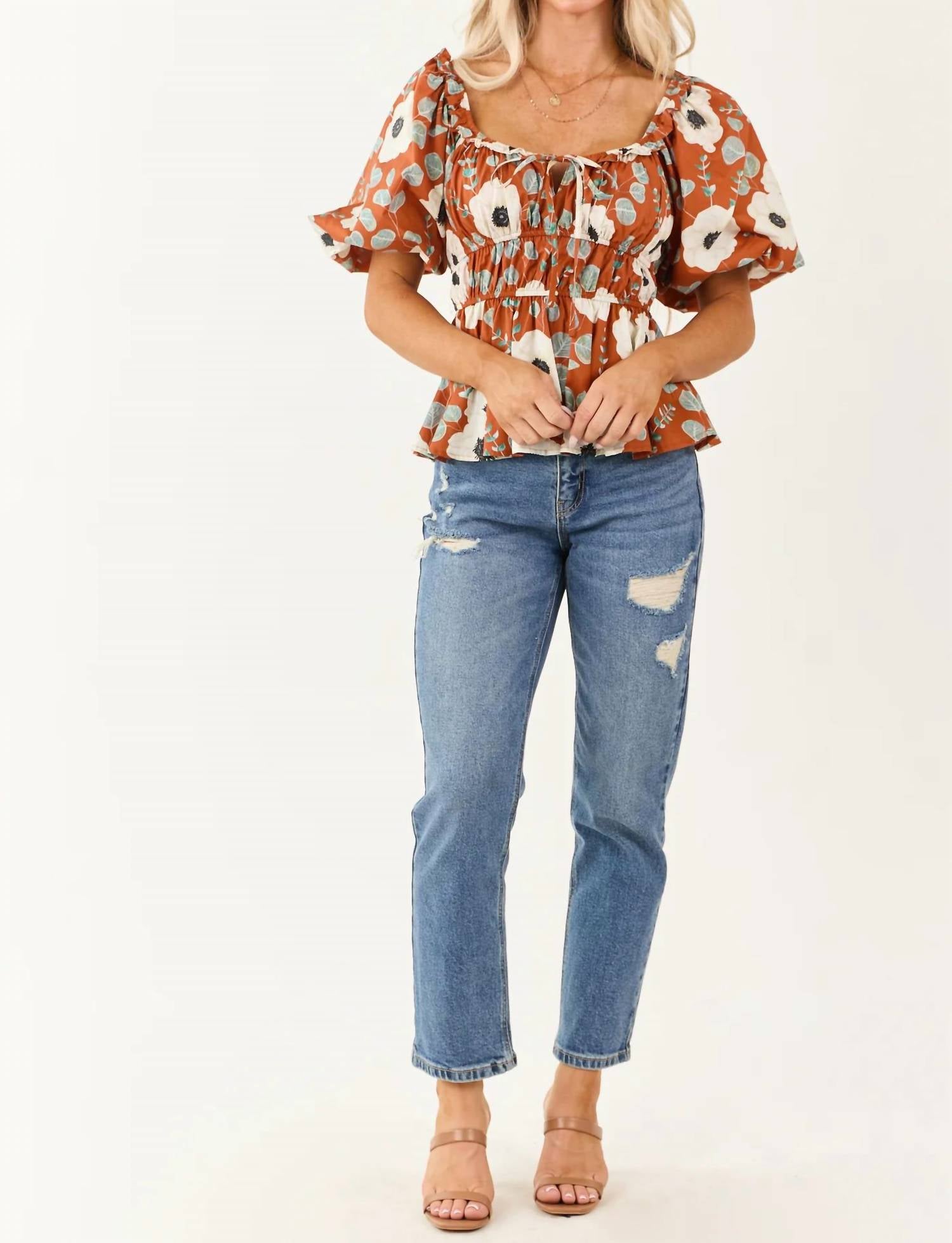 Entro - Zoe Floral Peplum Top