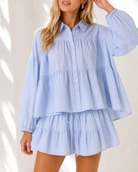 Lalavon - Sail Away Cotton Shirt And Short Set