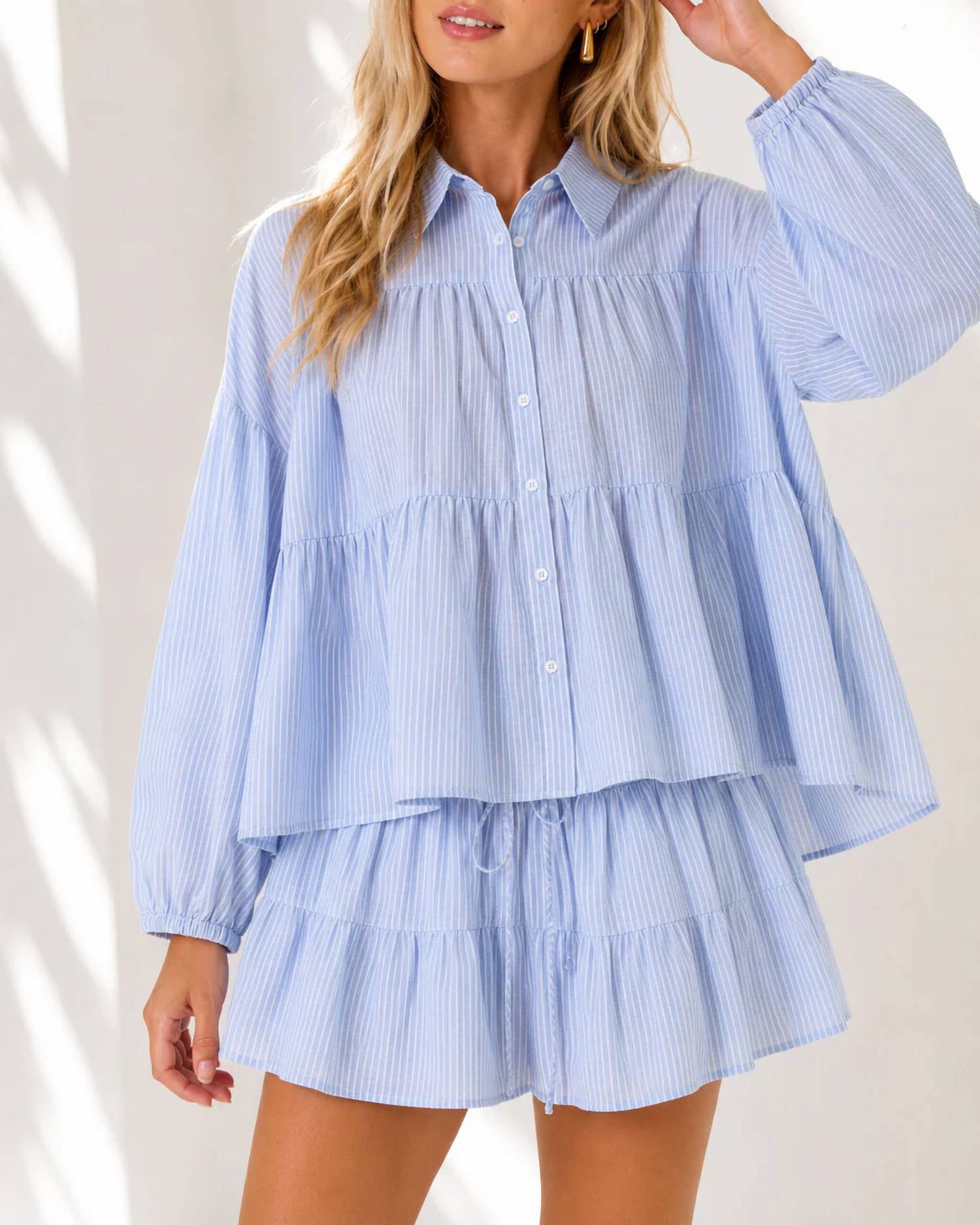 Lalavon - Sail Away Cotton Shirt And Short Set